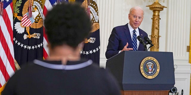 President Joe Biden speaks during a news conference in the East Room of the White House, Thursday, March 25, 2021, in Washington. Biden said that the filibuster is a "relic" of Jim Crow. The filibuster was used to block civil rights legislation, but its origins have nothing to do with the Jim Crow era.  