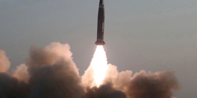 This photo provided by the North Korean government, shows what it says a test fire of newly developed new-type tactical guided projectile by the Academy of Defense Science, at an undisclosed place in North Korea, Thursday, March 25, 2021. Independent journalists were not given access to cover the event depicted in this image distributed by the North Korean government. The content of this image is as provided and cannot be independently verified. Korean language watermark on image as provided by source reads: "KCNA" which is the abbreviation for Korean Central News Agency. (Korean Central News Agency/Korea News Service via AP)
