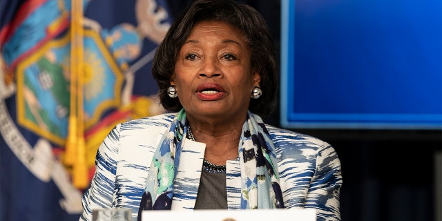 New York state Senate Majority Leader Andrea Stewart-Cousins speaks in New York City, June 12, 2020. (Reuters)