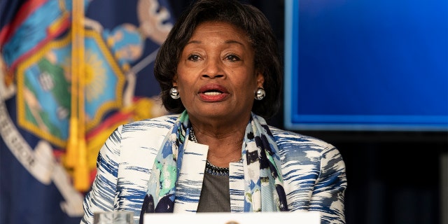 Andrea Stewart-Cousins, leader of the majority of the senate in the state of New York, speaks in New York, June 12, 2020. (Reuters)