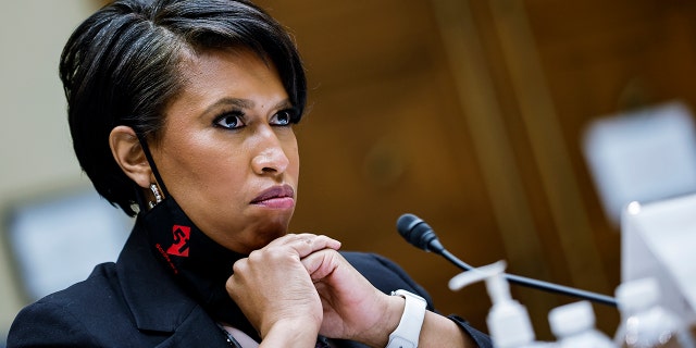 Washington, D.C., Mayor Muriel Bowser testifies before a House Oversight and Reform Committee hearing on the District of Columbia statehood bill, Monday, March 22, 2021 on Capitol Hill in Washington. (Carlos Barria/Pool via AP)