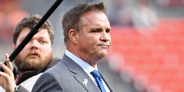 Brian Baldinger of the NFL Network on the field prior to a game between the Buffalo Bills and Cleveland Browns Nov. 10, 2019, at FirstEnergy Stadium in Cleveland.