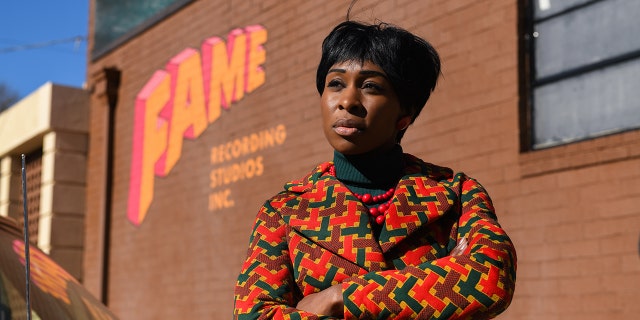 Aretha Franklin, played by Cynthia Erivo, at Fame Studios in Muscle Shoals, AL. (Credit: National Geographic/Richard DuCree)