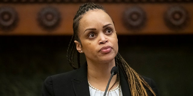 Danielle Outlaw addresses the media during a press conference announcing her as the new Police Commissioner on December 30, 2019 in Philadelphia, Pennsylvania. 