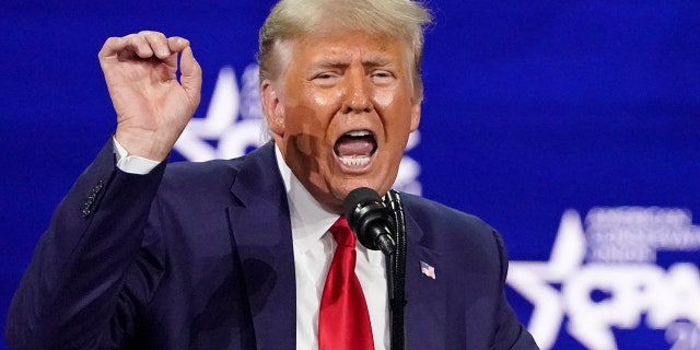 Former President Donald Trump speaks at the Conservative Political Action Conference (CPAC), Sunday, Feb. 28, 2021, in Orlando, Fla. (AP Photo/John Raoux)