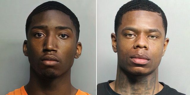 North Carolinians Evoire Collier, left, and Dorian Taylor are suspected of providing a "green pill" that led to the death of a Pennsylvania woman in her Miami Beach hotel room on March 18. Prosecutors are "investigating" possible homicide charges against them.