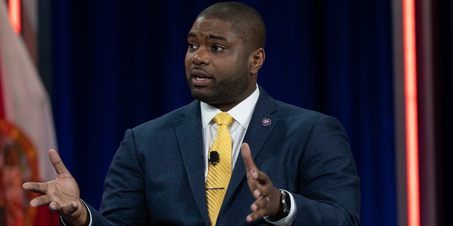 Representative Byron Donalds, a Republican from Florida, speaks during a panel discussion at the Conservative Political Action Conference (CPAC) in Orlando, Florida, U.S., on Saturday, Feb. 27, 2021. Donald Trump will speak at the annual Conservative Political Action Campaign conference in Florida, his first public appearance since leaving the White House, to an audience of mostly loyal followers. Photographer: Elijah Nouvelage/Bloomberg via Getty Images