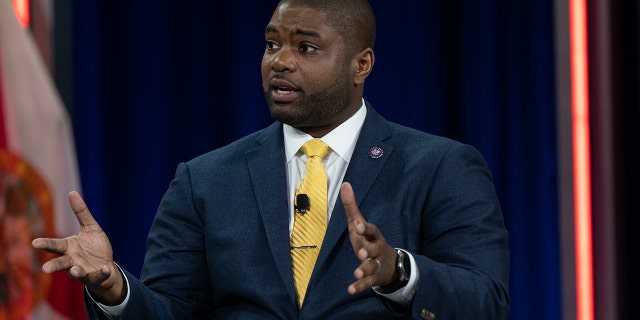 Representative Byron Donalds, a Republican from Florida, speaks during a panel discussion at the Conservative Political Action Conference (CPAC) in Orlando, Florida, U.S., on Saturday, Feb. 27, 2021. Donalds is among the lawmakers who will be skipping President Biden's joint address to Congress on April 28, 2021. Photographer: Elijah Nouvelage/Bloomberg via Getty Images