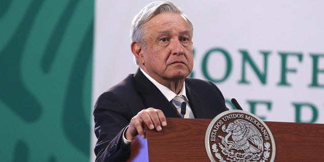 Mexico President Andres Manuel Lopez Obrador, gestures during his daily morning briefing, to speak about apply Covid-19 vaccine to elderly in Mexico, at National Palace, on March 17, 2021 in Mexico City. (Photo: Ismael Rosas / Eyepix Group/Barcroft Media via Getty Images)