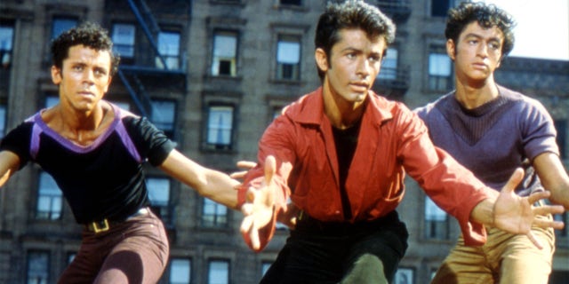 George Chakiris (center), US actor, in a publicity image issued for the film adaptation of 'West Side Story'. The musical, directed by Jerome Robbins (1918-1998) and Robert Wise (1914-2005), starred Chakiris as 'Bernardo Nunez.'