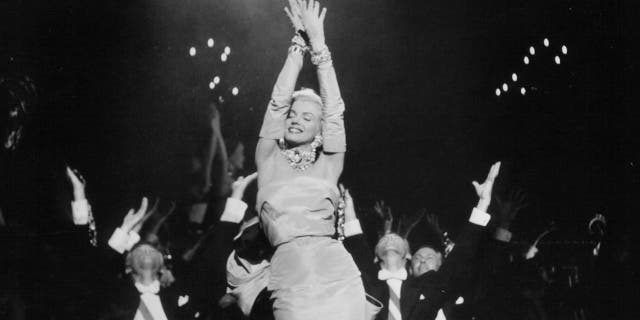 Marilyn Monroe performing in 'Gentlemen Prefer Blondes'.