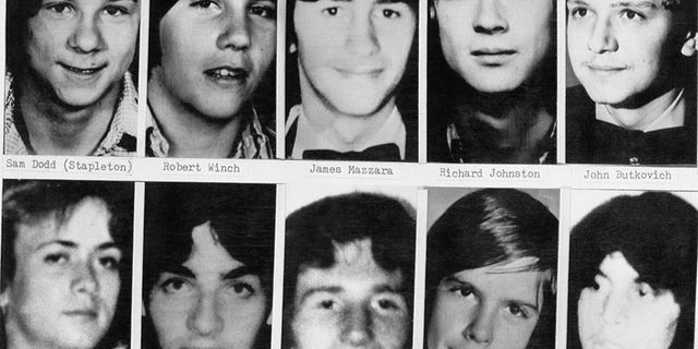 Shown are headshots of boys and young men whose bodies have been definitely identified as the victims of John Wayne Gacy.