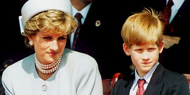 Princess Diana with her son Prince Harry, circa 1995.