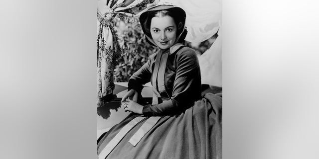 Actress Olivia de Havilland poses for the Selznick/MGM film "Gone With the Wind" in 1939 in Los Angeles.