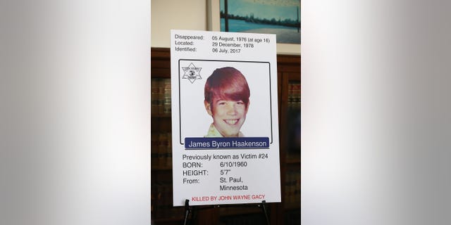 Sheriff Tom Dart and Detective Sergeant Jason Moran announce on Wednesday, July 19, 2017, in Chicago, the identification of one more victim of John Wayne Gacy, James Byron Haakenson of Minnesota.