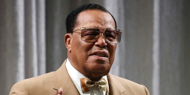 Le ministre de la Nation of Islam, Louis Farrakhan, prononce un discours et parle du président américain Donald Trump, au Watergate Hotel, le 16 novembre 2017 à Washington, DC. 