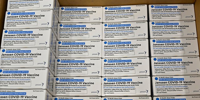 SHEPHERDSVILLE, KENTUCKY - MARCH 01:   Doses of the Johnson &amp; Johnson COVID vaccine is packaged in a box at the McKesson facility on March 1, 2021 in Shepherdsville, Kentucky. 