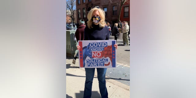 Janice Dean at the "We Care" Memorial Wall on March 21, 2021 in Brooklyn, N.Y.