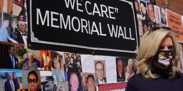 Janice Dean on March 21, 2021 in front of the We Care Memorial Wall in Brooklyn, N.Y.