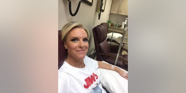 Janice Dean getting an infusion as part of her treatment for MS.