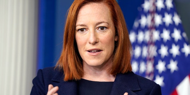 White House press secretary Jen Psaki speaks during a briefing at the White House, Monday, March 29, 2021, in Washington. (AP Photo/Evan Vucci)