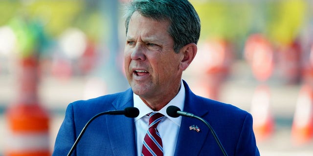 Georgia Governor Brian Kemp speaks during a press conference announcing expanded statewide COVID testing on August 10, 2020 in Atlanta, Georgia. Kemp recently signed a new elections law in Georgia.