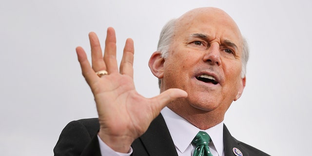 Rep. Louie Gohmert, R-Texas, speaks about immigration on the U.S.-Mexico border during a news conference with members of the House Freedom Caucus outside the U.S. Capitol in Washington, D.C., on March 17, 2021.