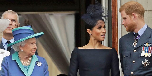 Buckingham Palace issued a statement on behalf of Queen Elizabeth II (left) 36 hours after the Duke and Duchess of Sussex's bombshell interview aired with Oprah Winfrey.