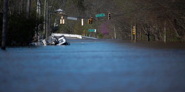 Flooding from the Harpeth River on Sunday in Nashville. (Reuters)