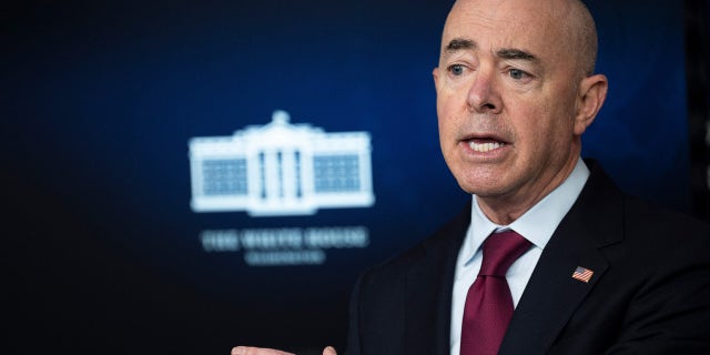 Homeland Security Secretary Alejandro Mayorkas speaks in Washington, March 1, 2021. (Getty Images)