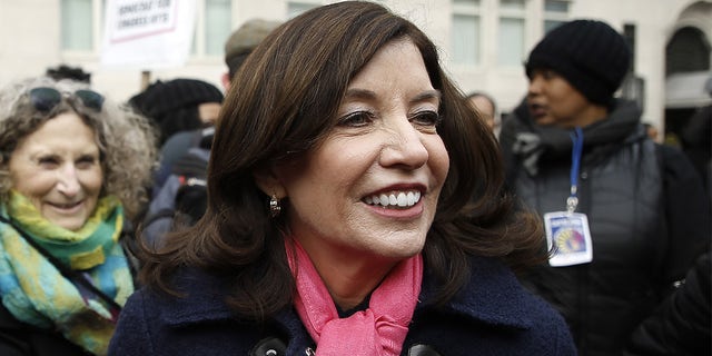 Lieutenant Governor of New York Kathy Hochul attends the March 2020 Women's March in New York City. 