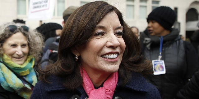 Lieutenant Governor of New York Kathy Hochul partcipates in the 2020 Women's March in New York City.
