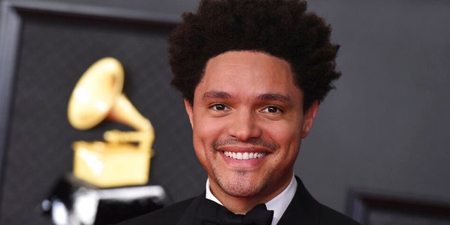 Trevor Noah is seen at the Grammy Awards in Los Angeles, March 14, 2021.