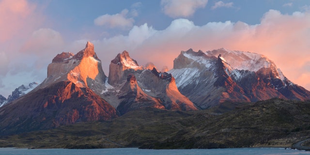 The Chilean Andes at Torres del Paine National Park, Chile, are pictured.