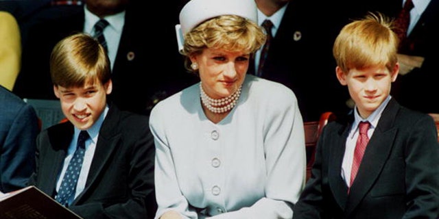 Princess Diana with Prince William and Prince Harry 1995