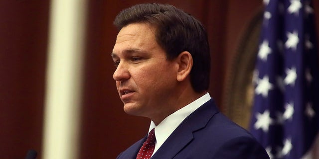 Florida Gov. Ron DeSantis speaks Tuesday, March 2, 2021 during his State of the State address at the Capitol in Tallahassee, Fla. (AP Photo/Phil Sears)