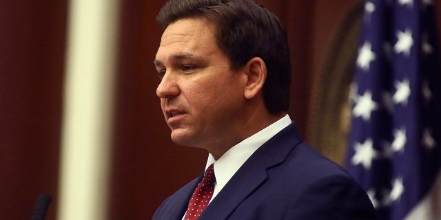 Florida Gov. Ron DeSantis speaks Tuesday, March 2, 2021 during his State of the State address at the Capitol in Tallahassee, Fla. (AP Photo/Phil Sears)