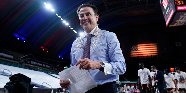 Iona head coach Rick Pitino walks off the court after Iona won a game against Fairfield during the Metro Atlantic Athletic Conference tournament final on March 13, 2021, in Atlantic City, NJ