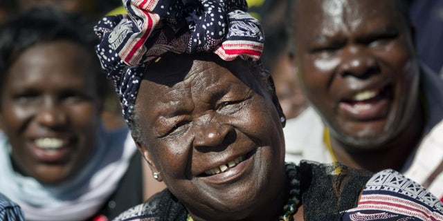 FILE - On this Wednesday, November 7, 2012, file photo, Sarah Obama, President Barack Obama's step-grandmother, speaks to the media about her reaction to Obama's re-election, in the garden of her home in the village of Kogelo, in western Kenya.  (AP Photo / Ben Curtis, file)