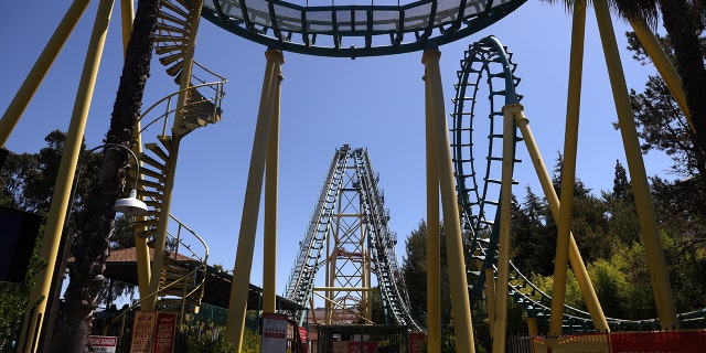 California’s guidance for the state’s theme parks — such as Six Flags Discovery Kingdom in Vallejo, California — permits reopening on April 1, provided the surrounding county meets a specific tier for decreased positivity rates. (Justin Sullivan/Getty Images)