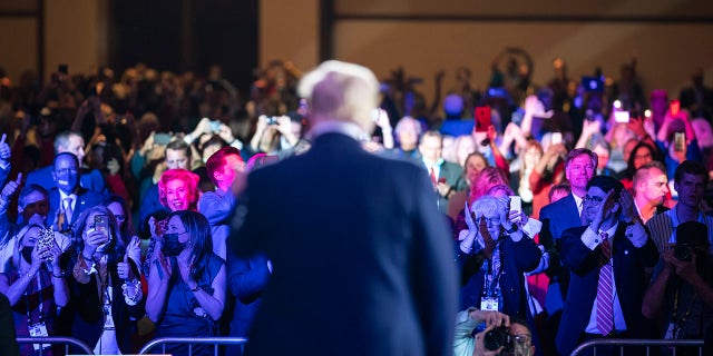 Former President Donald Trump walks out to speak during the final day of the Conservative Political Action Conference CPAC held at the Hyatt Regency Orlando on Sunday, Feb 28, 2021 in Orlando, FL. (Photo by Jabin Botsford/The Washington Post via Getty Images)
