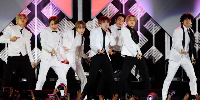 BTS performs in Inglewood, California, on Dec. 6, 2019. (Associated Press)