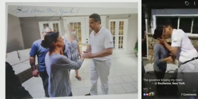 Attorney Gloria Allred showed these photos during a virtual press conference with Cuomo accuser Sherry Vill on Monday, March 29, 2021.