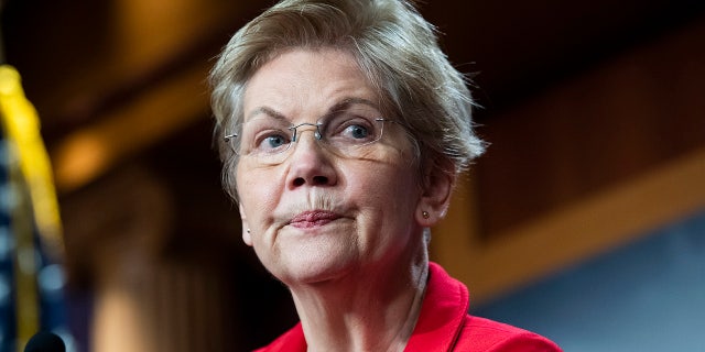 Sen. Elizabeth Warren, D-Mass., conducts a news conference in the Capitol to introduce the Ultra-Millionaire Tax Act which would tax high net worth households on Monday, March 1, 2021. Warren had wanted President Biden's $1.8 trillion American Families Plan to include her $700 billion proposal for universal child care. (Photo By Tom Williams/CQ-Roll Call, Inc via Getty Images)