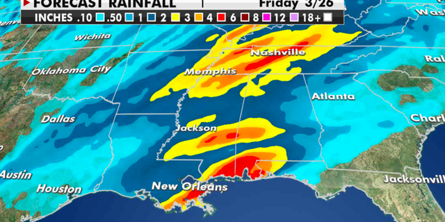 Expected rainfall totals through Friday this week. (Fox News)