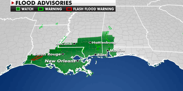 Current flood advisories in effect. (Fox News)