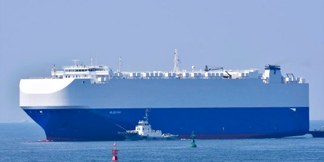 In this August 2020, photo, the vehicle cargo ship Helios Ray is seen at the Port of Chiba in Chiba, Japan. An explosion struck the Israeli-owned Helios Ray as it sailed out of the Middle East on Friday. (AP)