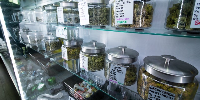 Selection of medical recreational cannabis at a legal retail store. Five states voted in November to legalize marijuana for either medical use or recreational use.