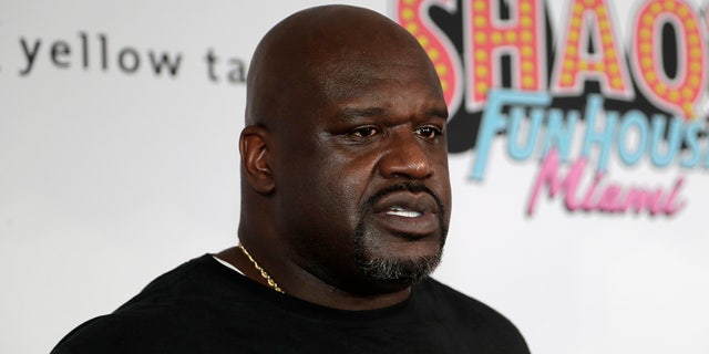 In this Jan. 31, 2020, file photo, former NBA player Shaquille O' Neal is interviewed on the red carpet for Shaq's Fun House in Miami.