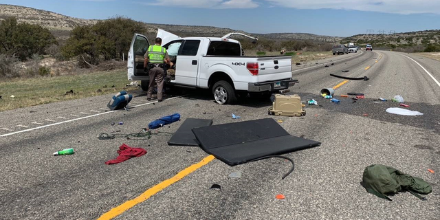 The aftermath of the head-on collision, which left 8 dead. (Texas Department of Public Safety)